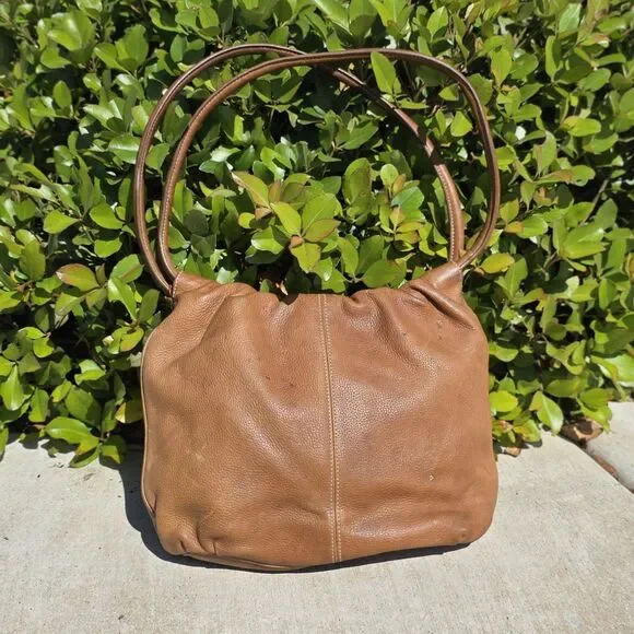 Fossil Medium Light Brown Pebble Leather Cinch Hobo Bag 2010s Y2k Quality - Picture 2 of 7